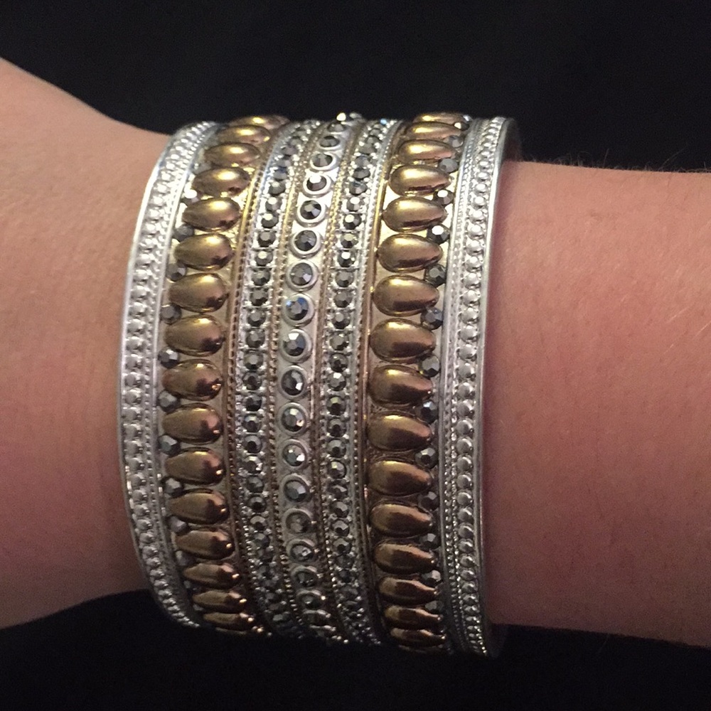 Lucky brand jeweled cuff. Gold and silver.